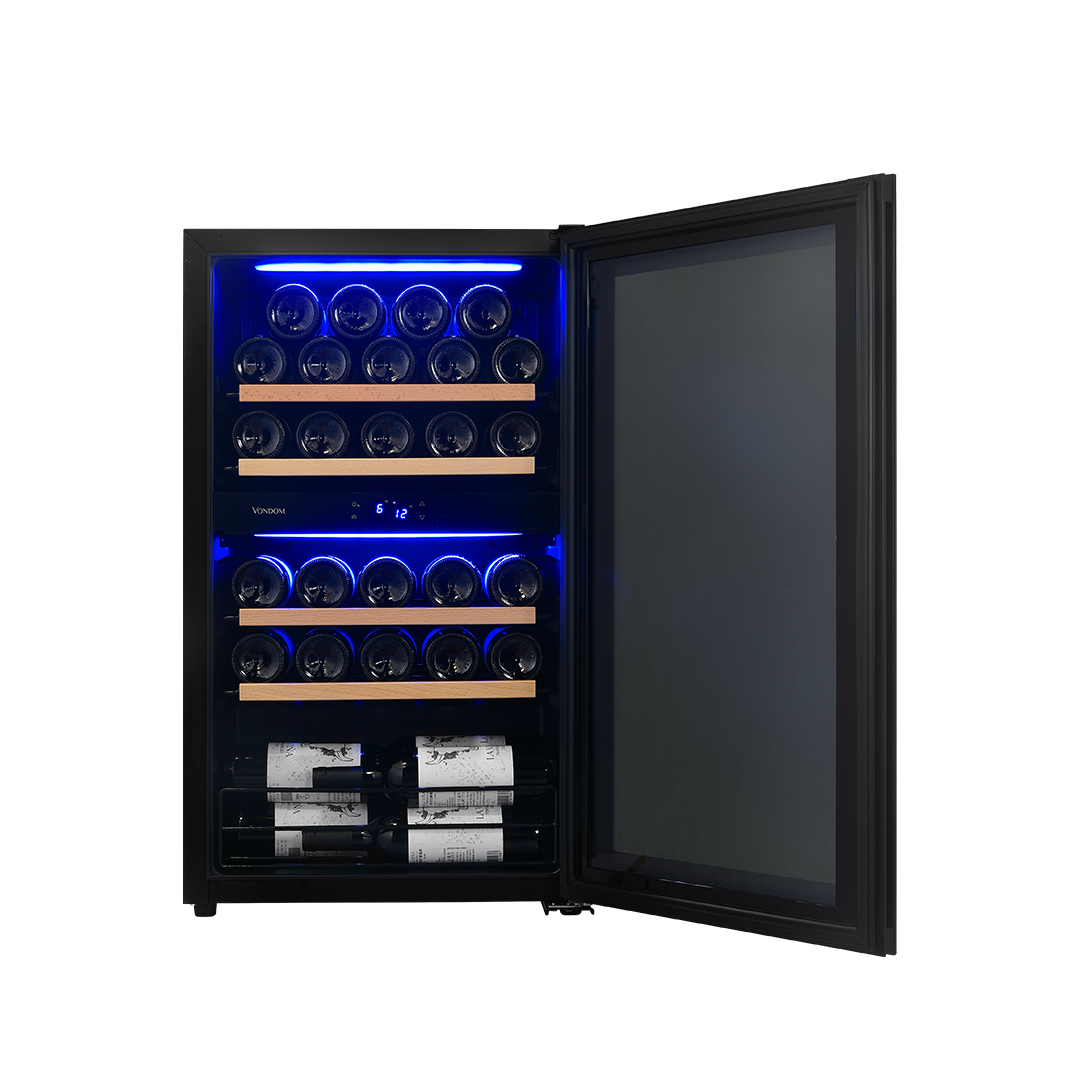 Cava de vinos para 32 botellas con motor compresor Doble Temperatura