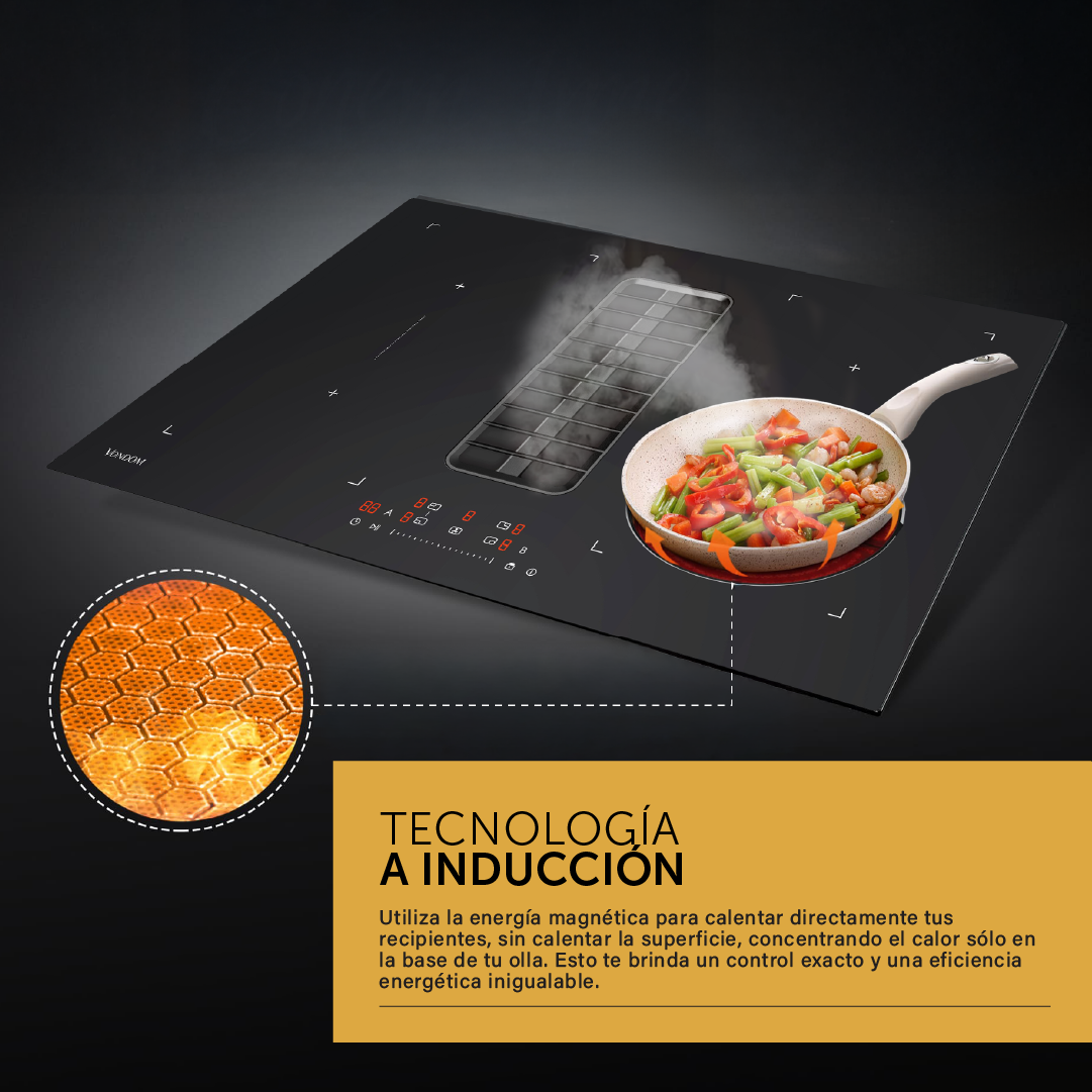 Anafe a Inducción Empotrable con Extractor Integrado 80 cm