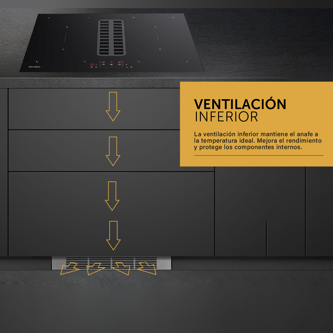 Anafe a Inducción Empotrable con Extractor Integrado 80 cm