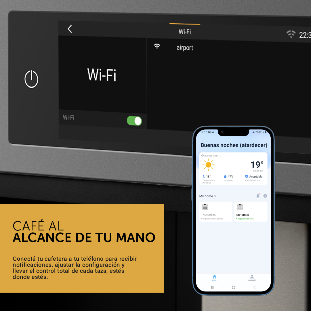 Cafetera Eléctrica Empotrable Con Pantalla TFT & WIFI - 60 cm