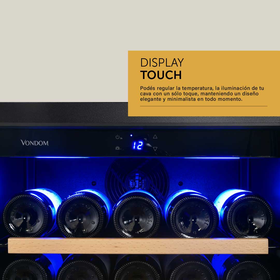 Cava de vinos para 107 botellas con motor compresor Simple Temperatura