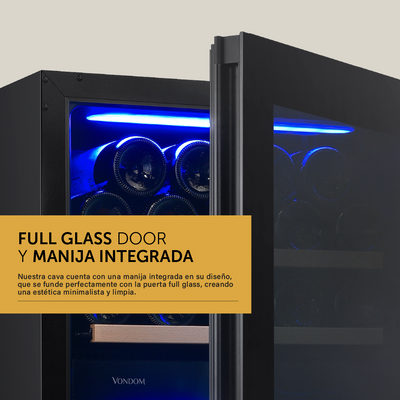 Cava de vinos para 107 botellas con motor compresor Simple Temperatura