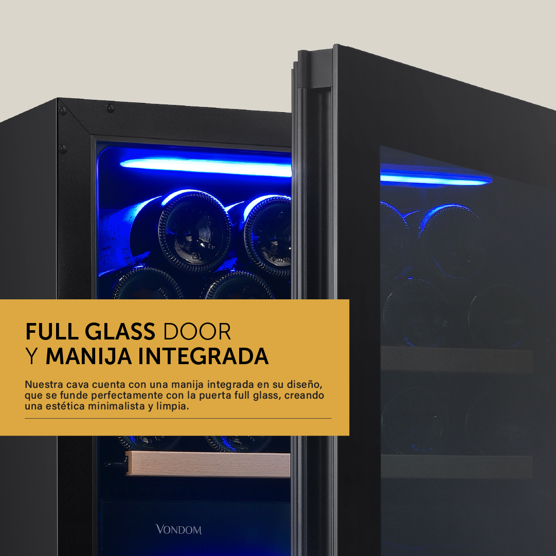 Cava de vinos para 32 botellas con motor compresor Doble Temperatura