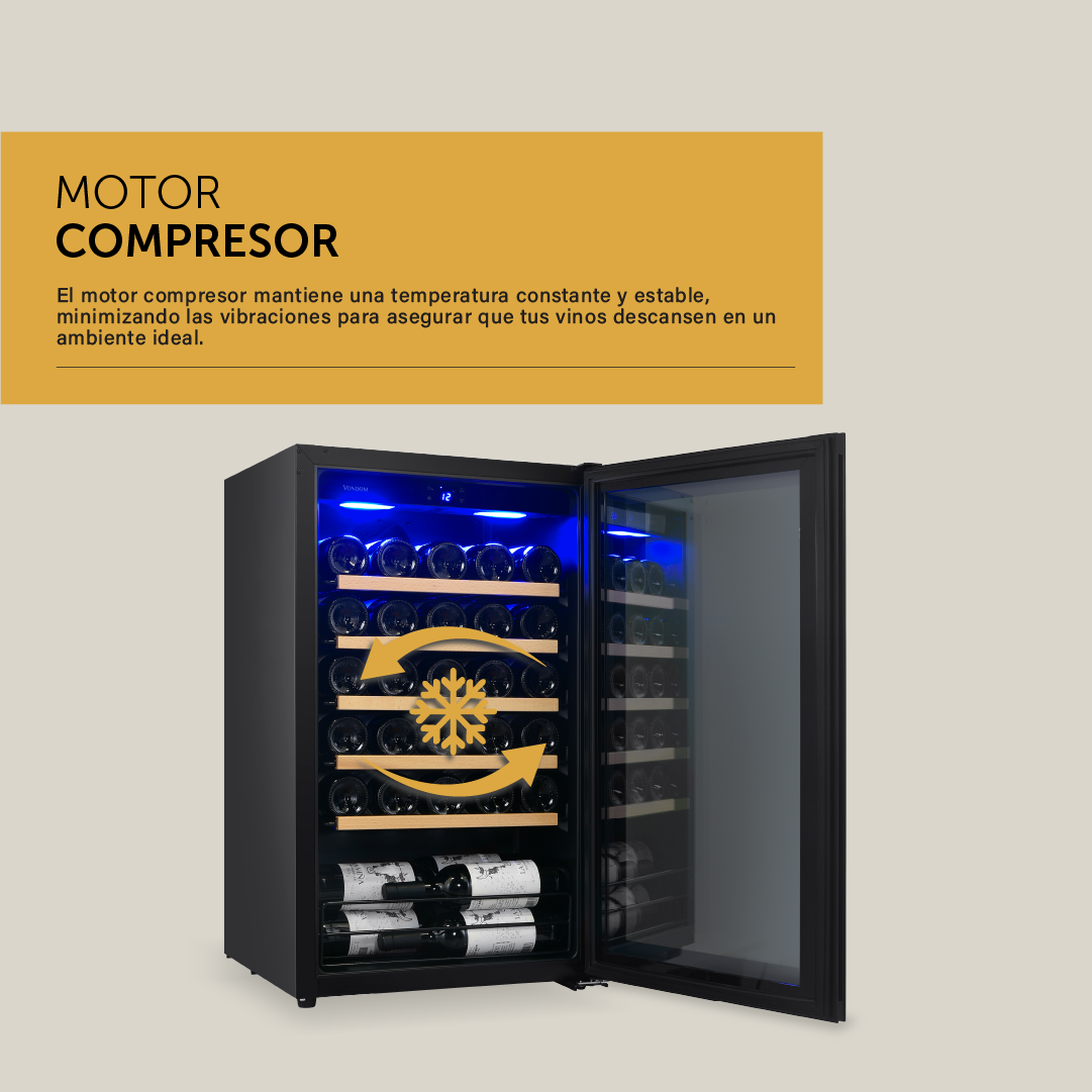 Cava de vinos para 33 botellas con motor compresor Simple Temperatura