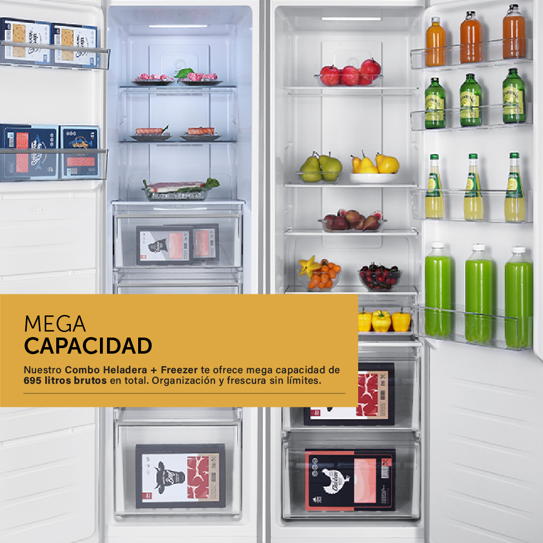 Heladera + Freezer Inverter No Frost - Acero Inoxidable Negro 695 L