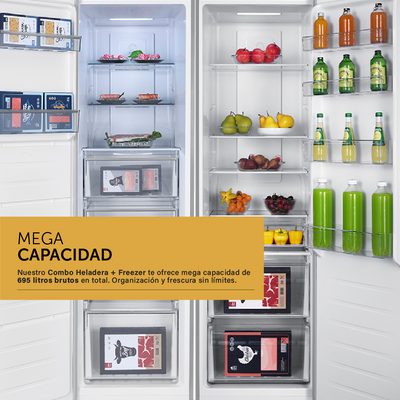 Heladera + Freezer Inverter No Frost - Acero Inoxidable Negro 695 L