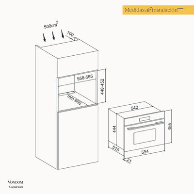 Horno Microondas Eléctrico Empotrable - 60 cm Capacidad 38L