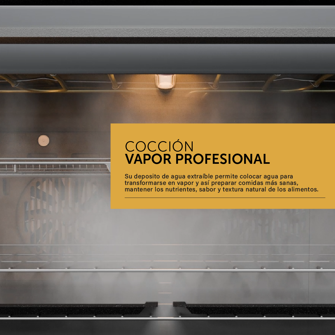 Horno Eléctrico Empotrable Con Cocción Vapor Profesional y Air Fry - 90 cm Ultra Capacidad 133L