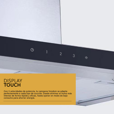 Campana de Pared Acero Inoxidable Con Frente Negro 90 cm
