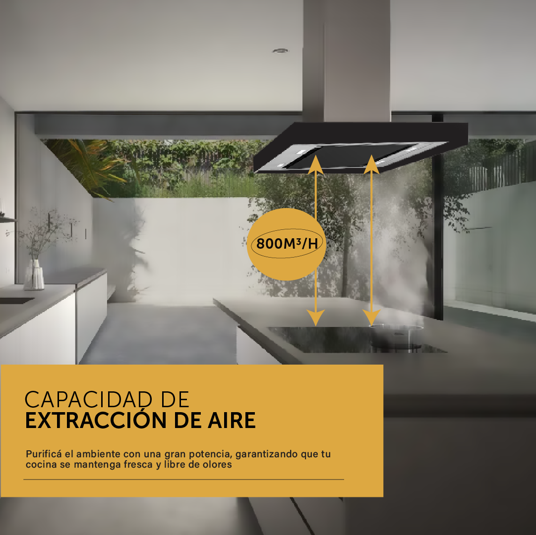 Campana de cocina para Isla Acero Inoxidable 90 cm
