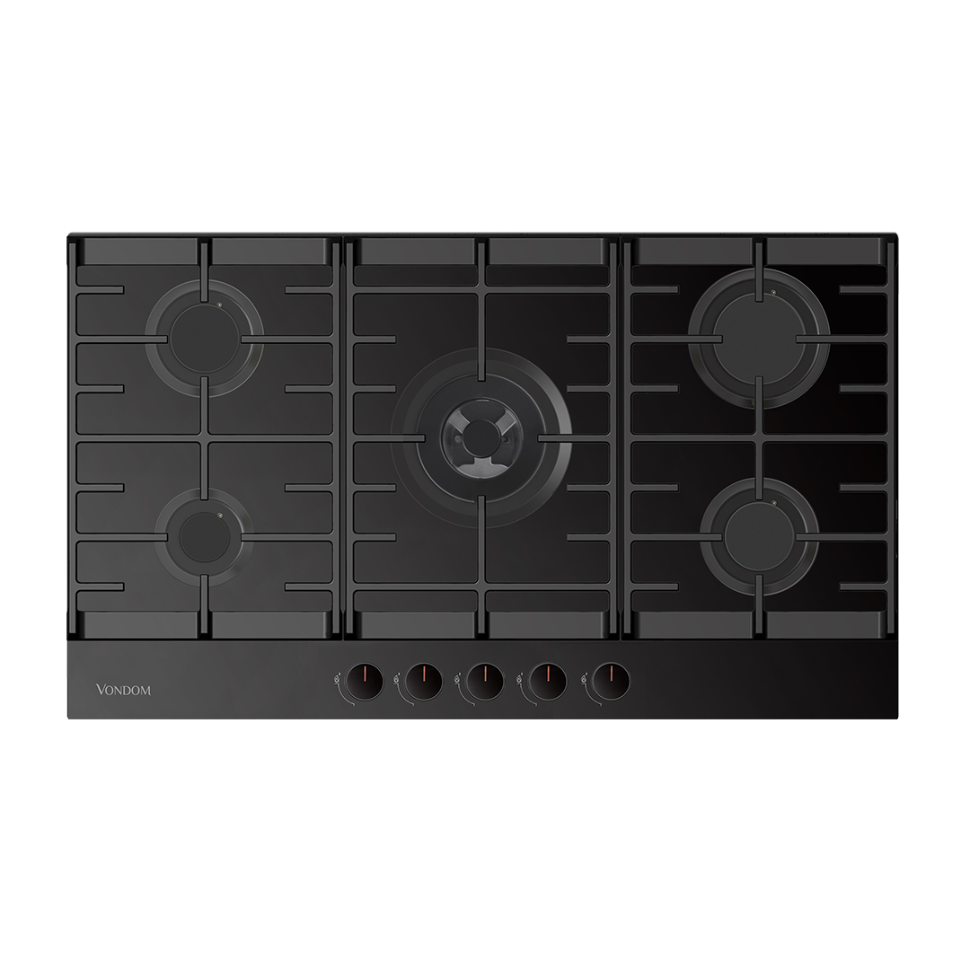 Anafe a Gas Empotrable Vidrio Templado Negro 76 cm