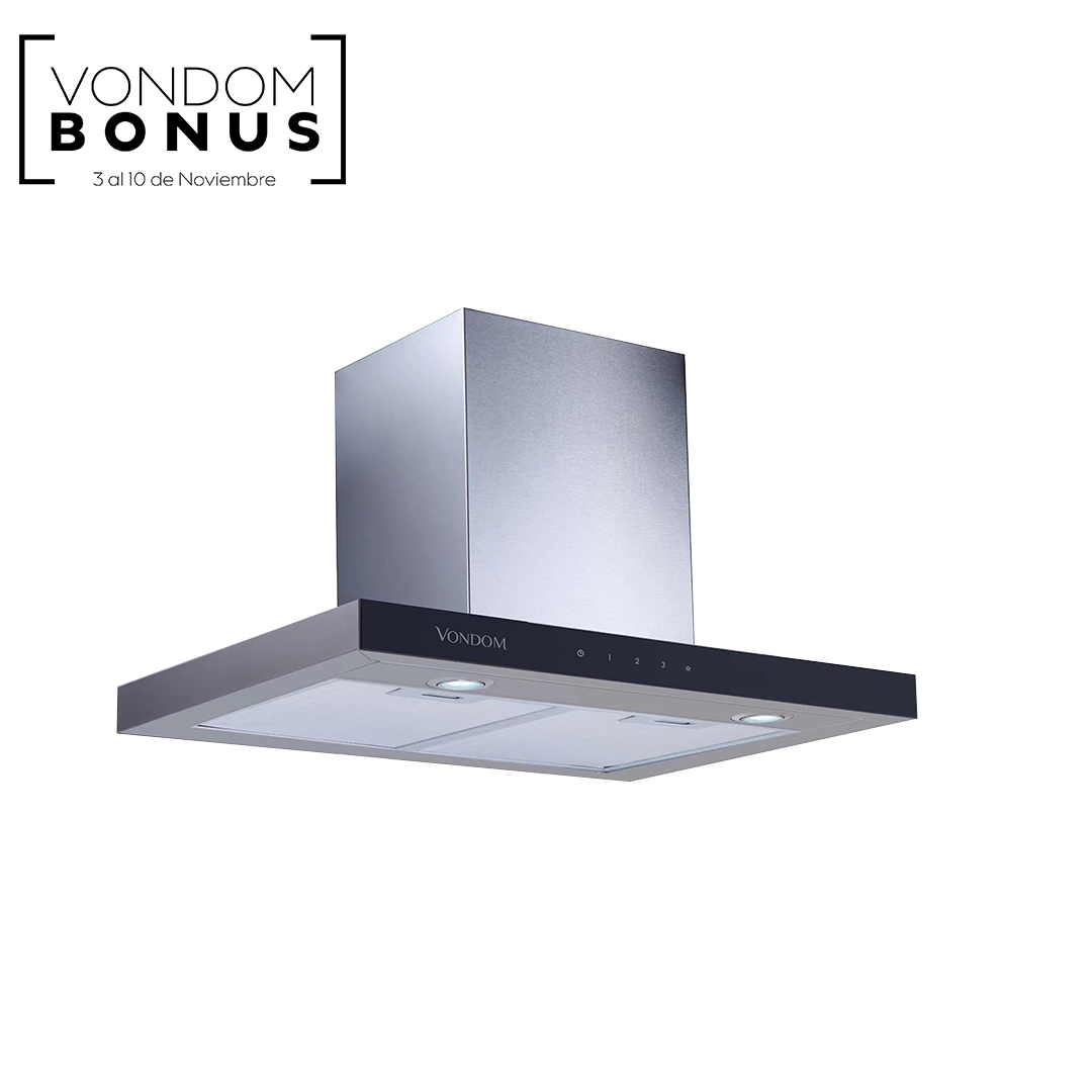 Campana de Pared Acero Inoxidable Con Frente Negro 60 cm