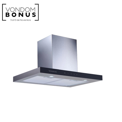 Campana de Pared Acero Inoxidable Con Frente Negro 60 cm