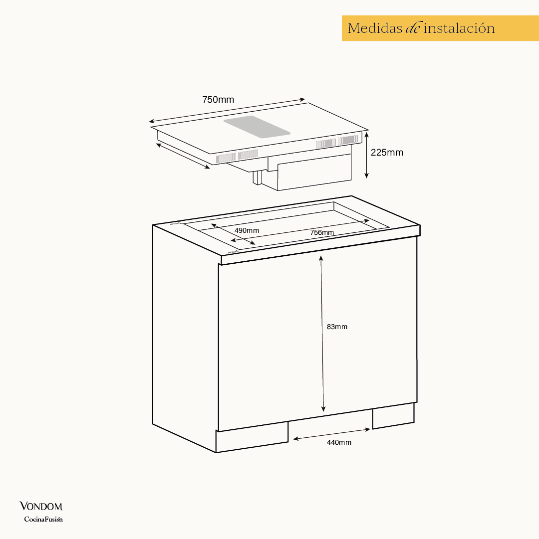 Anafe a Inducción Empotrable con Extractor Integrado 80 cm