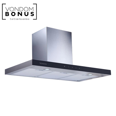 Campana de Pared Acero Inoxidable Con Frente Negro 90 cm