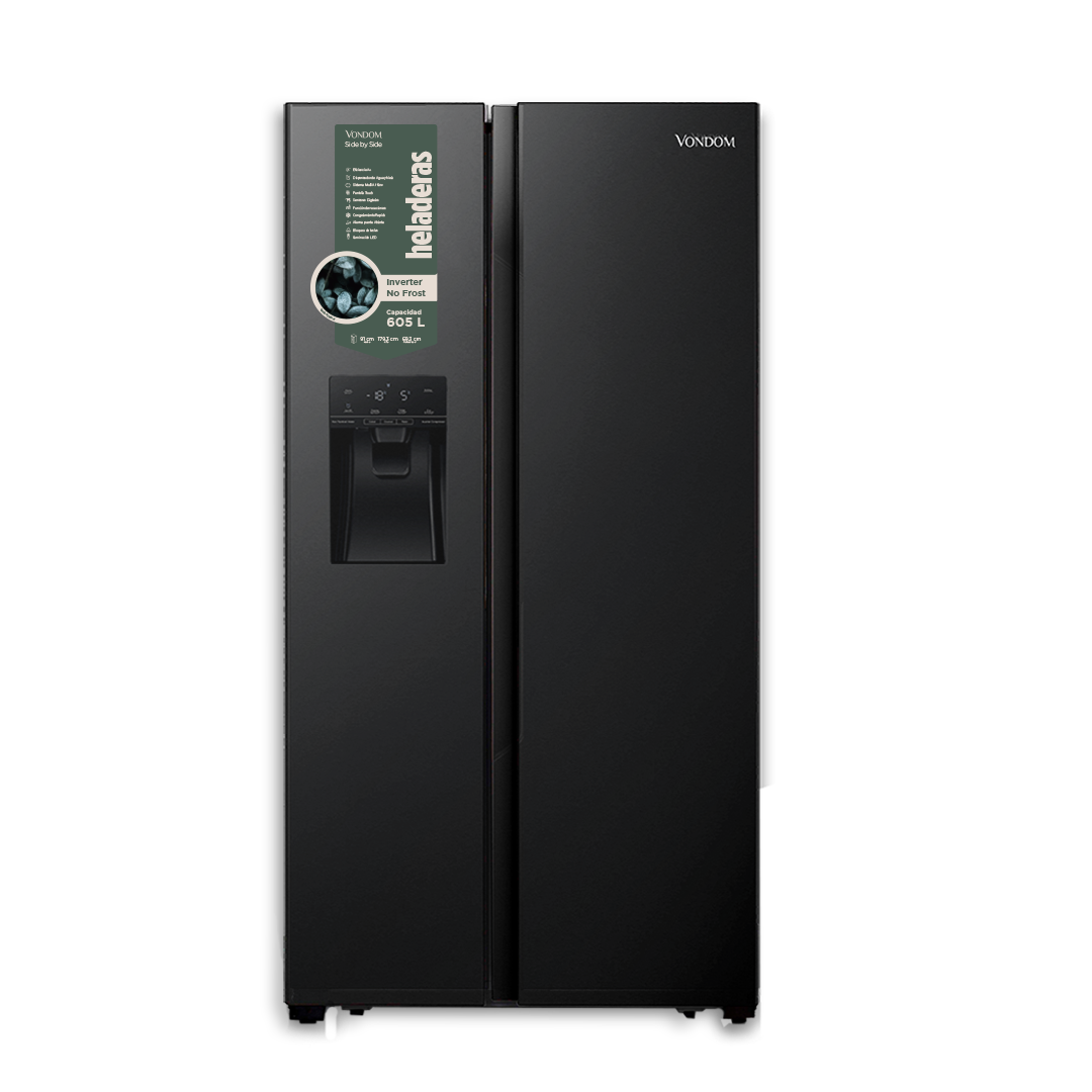 Heladera Side By Side INVERTER con Freezer NO FROST - Acero Inoxidable Negro 605 L